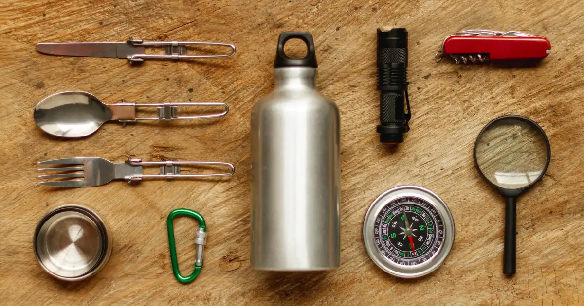 Compact emergency kit organized in a small apartment closet
