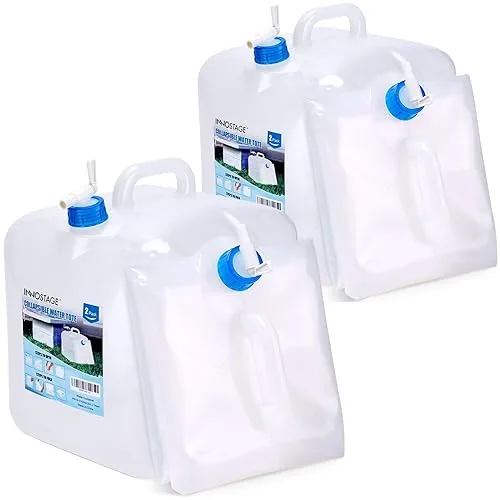2 PACK Collapsible Water Container 5.3 Gallon with Spigot, Camping Water Storage Carrier Jug for Outdoors Hiking, Foldab