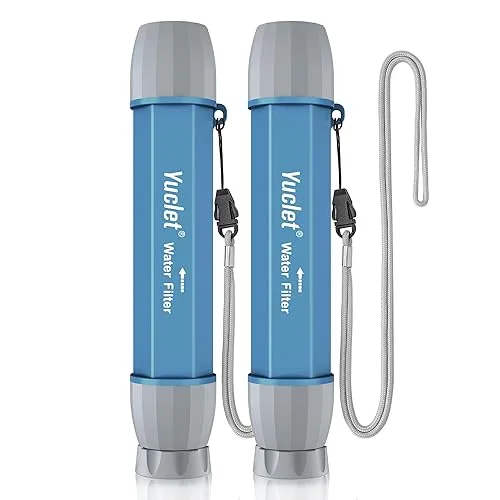 2 Pack Water Filter Straw for Drinking Survival, Personal Straws for Purifying Water, Water Purification Straw Water Pur