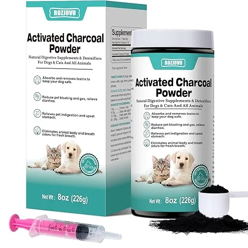 Activated Charcoal for Dogs, Cats, and All Pets, Pet First Aid Kit Antidote for Poisoning, Indigestion & Diarrhea, Gas R