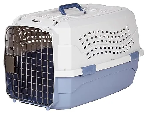 Amazon Basics Sturdy Portable 2-Door Top-Load Hard-Sided Pet Travel Carrier with Secure Ventilation, Handle, Front & Top