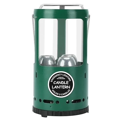 Candle Lantern, Camping Gear for Campers and Emergency Use, Without Candles (Green)