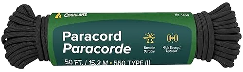 Coghlan's 50 ft Nylon Paracord - Type III 550 Survival Rope with 7 Core Strands, 550 lbs Break Strength - Versatile Outd