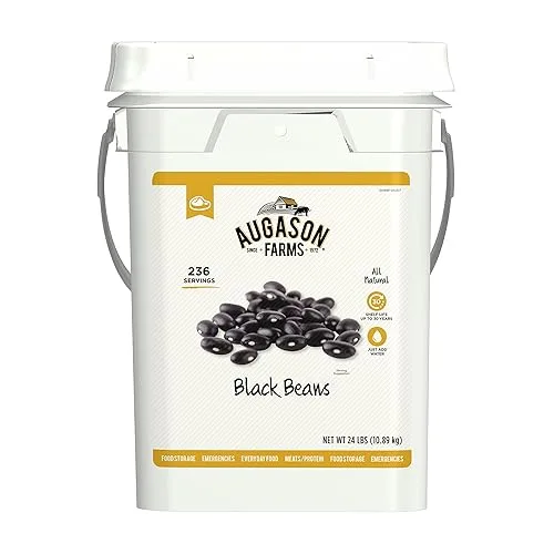 Dried Black Beans Emergency Food Supply, 237 Servings, 30 Year Shelf Life, Good Source of Iron, Protein, and Potassium, 
