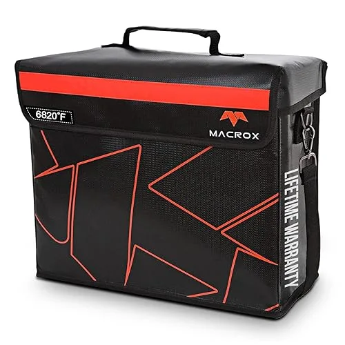 Fireproof and Waterproof Document Bag with Lock, 6200℉ Insulated, Patented Enclosed Flap Design, Heavy Duty Fire Safe St