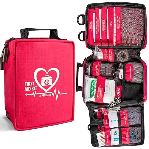 First Aid Kit, Trauma First Aid Kits with Labelled Compartments Molle System, Professional Emergency Kits for Home, Offi
