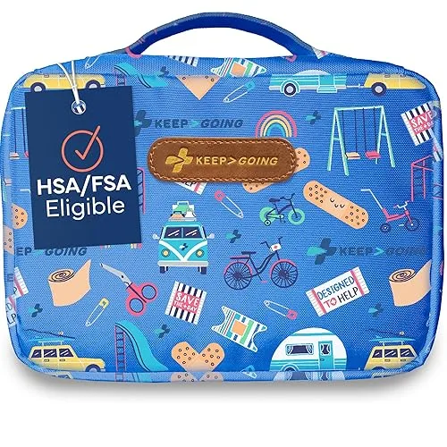 KeepGoing Large Home First Aid Kit for Kids – 270 Pc. for Car, Home, Dorm, & Boat with Latex-Free Bandages – 10 x 7 x 3.