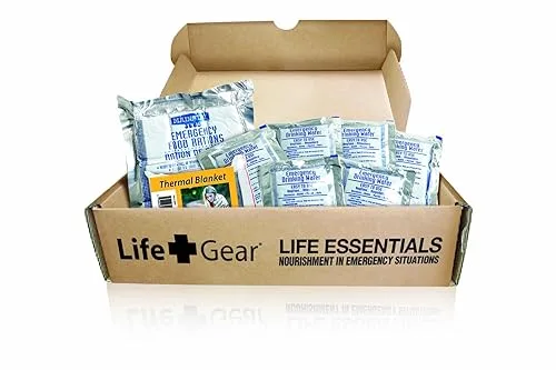 Life Gear - LG329 Emergency Food, Water & Thermal blanket for 1 person, 3 days, add to emergency or survival kit Brown B