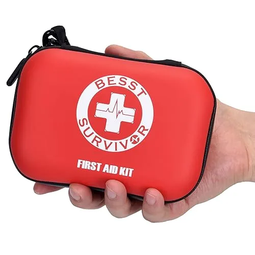 Mini First Aid Kit -Small Waterproof Hard Shell Medical Kit with Compartments for Camping, Hiking, Car, Home, Office, Sc