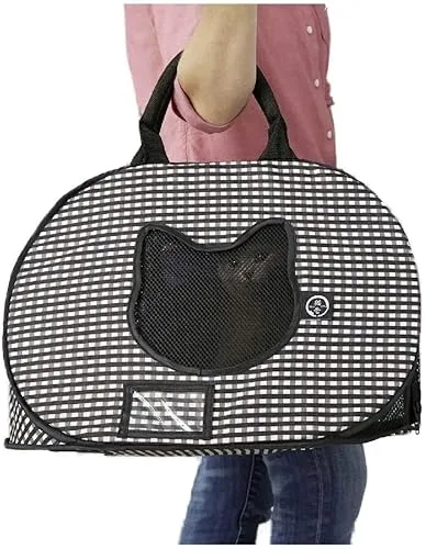 Necoichi Stress-Free Cat Travel Carrier Collapsible Gray White for 2 Cats, for Indoor Cats Small Medium Large Cats(Black