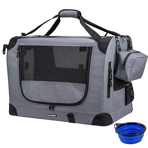 Prutapet Large Cat Carrier 24"x16.5"x16.5" Portable Dog Crate for Small Medium Dogs Collapsible Traveling Pet Crate with