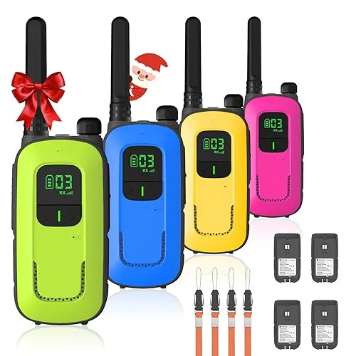 Radioddity FS-T3 Walkie Talkies for Adults Kids Long Range 4 Pack Rechargeable Walky Talky FRS Two Way Radio, 22 Channel