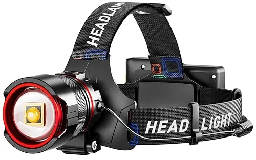 Rechargeable Headlamp 99000 High Lumens, Super Bright LED Head Lamp with Motion Sensor, 12 Modes, IPX7 Waterproof, 125° 