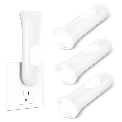 ROSSEX 4 in 1 Emergency Lights for Home Power Failure, 3 Pcs Rechargeable LED Flashlight Plug in Wall, Automatic Turn-On
