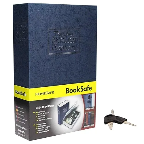 SEPOX® Ultimate Diversion Safe Book Box, Lock Box with Key - Large Sized Blue Dictionary - Ideal for Safeguarding Money,