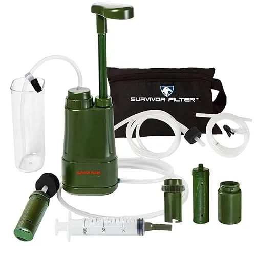 Survivor Filter PRO Extender Series – Portable Water Filter Pump with Extra Replacement Filters – Tested in USA Labs – B