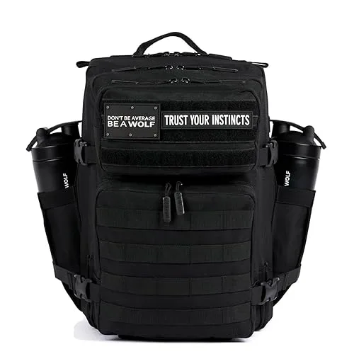 WOLFpak 35L Tactical Gym Backpack (Alpha Black) Durable 1000D Waterproof Oxford Material with MOLLE Webbing, Laptop Pock