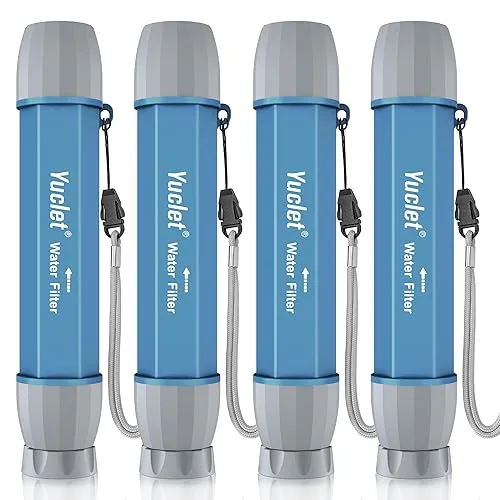 Yuclet 4 Pack Water Filter Straw, Portable Personal Water Filtration System, Water Purifier Survival, Emergency Prepared
