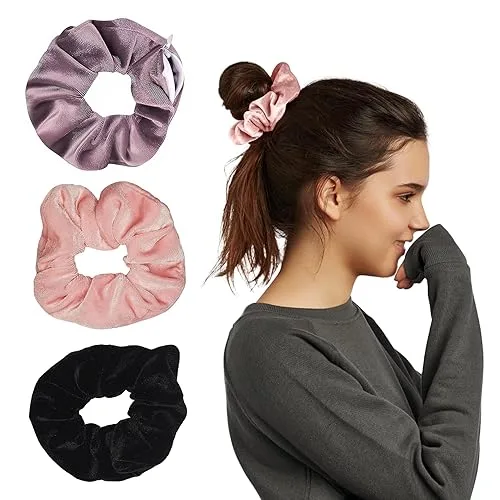 Zipper Scrunchie Safe (3 Pack) - Velvet Stasher scrunchies Compartment for Cash Cards Keys Pills Valuables | Hair bun ti