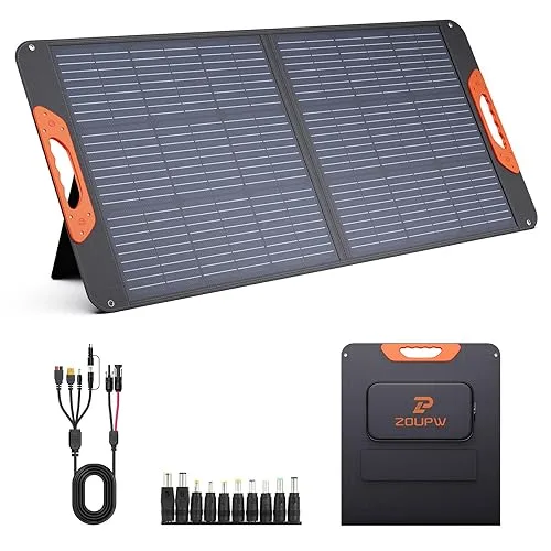 ZOUPW 100W Portable Solar Panel with 5-in-1 Cable,23.5% Efficiency Mono Foldable Solar Charger for Jackery 300/Ecoflow R